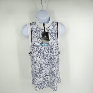 PGA Tour Womens Sleeveless 1/4 Zip White Top Shirt